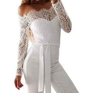 elegant white bridal jumpsuit